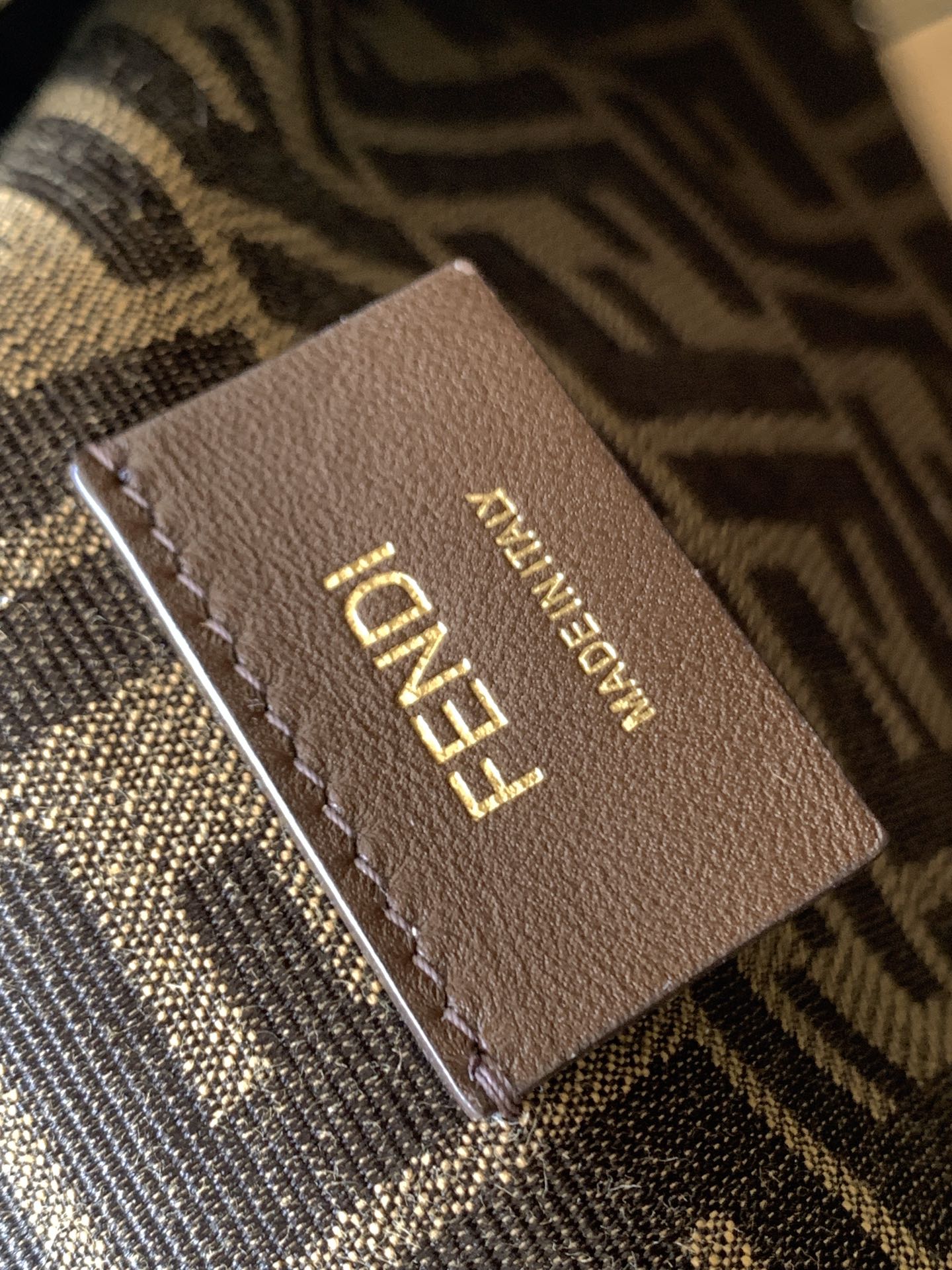 Fendi Midi First FF Jacquard Fabric Shoulder Bag Brown